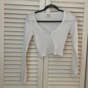 TNA waffle knit cropped long sleeve